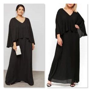 NEW Evans Black Overlay Maxi Dress sz 18